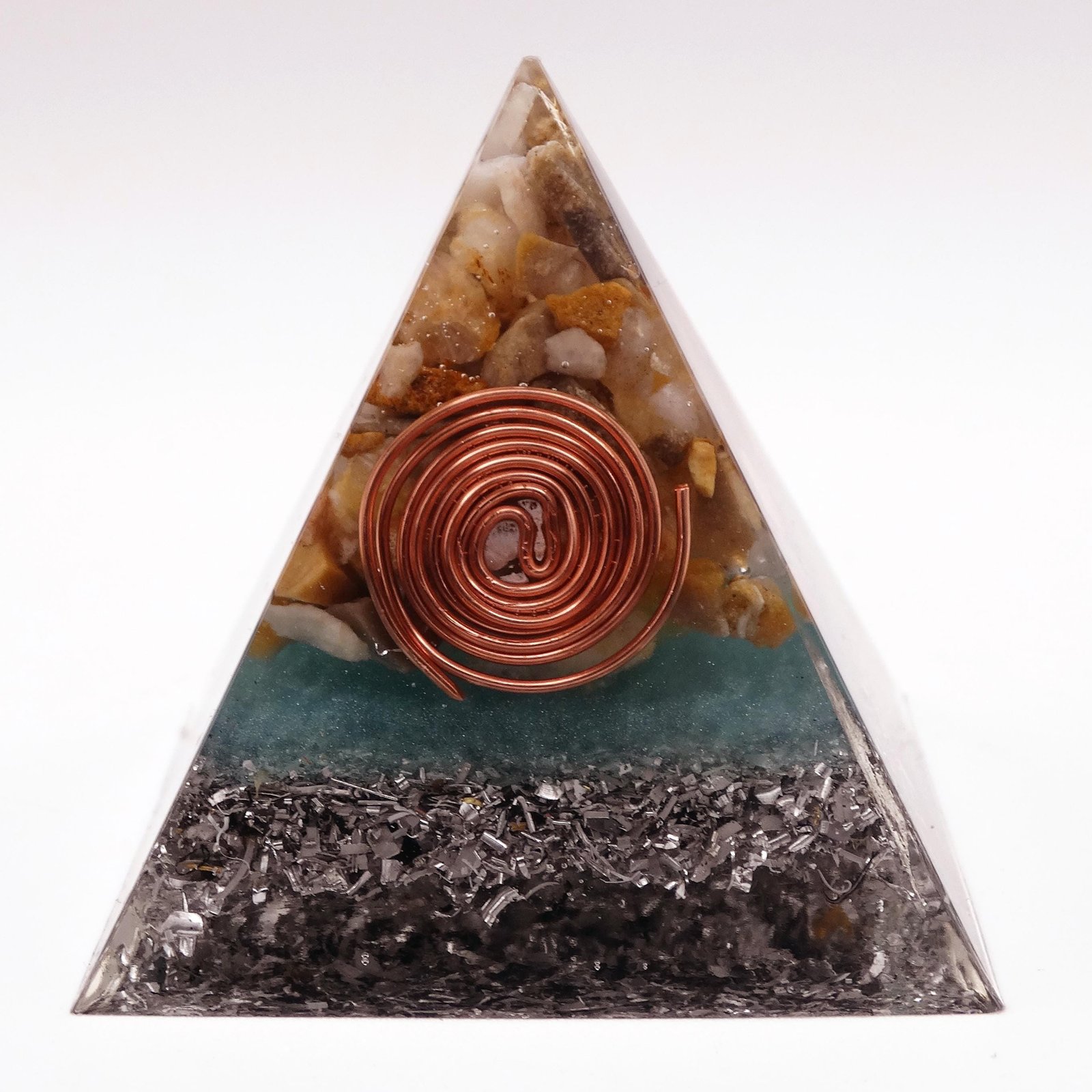 Orgonita Pirámide Cuarzo Natural y Base Turquesa · Espiral Cobre · Alta Densidad · Fórmula Karl Hans Welz - Image 4